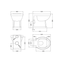 Crest Rimless Comfort Height Back To Wall Toilet and Wrapover Soft Close Seat