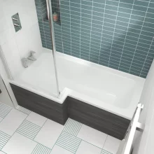 Nuie 1600mm Left Hand Square Shower Bath with Legs