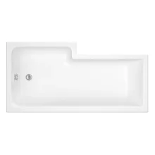 Nuie 1700mm B Shaped Shower Bath Left Hand, Chrome Bath Screen & Side Panel