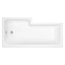 Nuie 1700mm P Shaped Shower Bath Right Hand, Matt Black Bath Screen & Front Panel