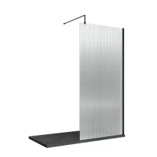 Nuie 1000mm Fluted Black Wetroom Screen with Support Bar