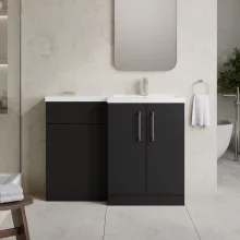 Nuie Arno Soft Black Right Hand Floor Standing Unit and Basin