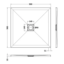 Nuie Black 800mm Slimline Square Shower Tray