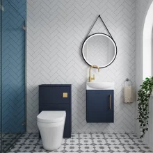 Nuie Deco Wall Hung Blue Cloakroom Suite