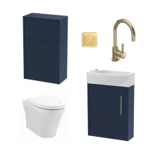 Nuie Deco Satin Green Floor Standing Cloakroom Suite