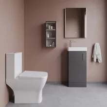 Nuie Deco Floor Standing Gloss Grey Cloakroom Suite 