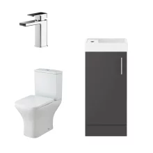 Nuie Deco Floor Standing Gloss White Cloakroom Set