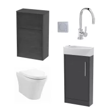 Nuie Deco Floor Standing Gloss Grey Cloakroom Suite 