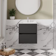 Nuie Havana Graphite Grey Wall Hung Vanity Unit & Minimalist Basin