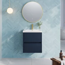 Nuie Havana Midnight Blue Wall Hung Vanity Unit & Mid Edge Basin