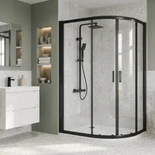 Nuie Rene Chrome 1000 x 800mm Right Hand Framed Offset Quadrant Enclosure, Tray, Thermostatic Shower & Waste