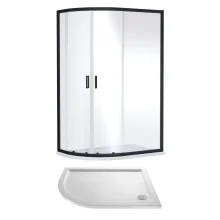 Nuie Rene Black 1200 x 900mm Left Hand Offset Quadrant Shower Enclosure & Tray