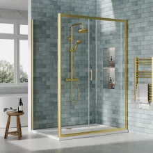 nuie-rene-brushed-brass-1400-x-900mm-sliding-shower-door-enclosure-inc-side-panel-and-tray-lifestyle-2.webp