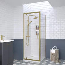 nuie-rene-brushed-brass-760mm-pivot-shower-door-square-enclosure-inc-side-panel--tray-lifestyle.webp