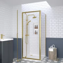 nuie-rene-brushed-brass-900mm-pivot-shower-door-square-enclosure-inc-side-panel--tray-lifestyle-2.webp