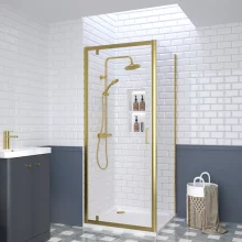 nuie-rene-brushed-brass-900mm-pivot-shower-door-square-enclosure-inc-side-panel--tray-lifestyle.webp