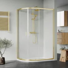 Nuie Rene Brushed Brass 900mm Quadrant Shower Enclosure & Tray