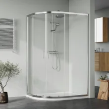 Nuie Rene 1400 x 800mm Sliding Shower Door Enclosure inc Side Panel & Tray