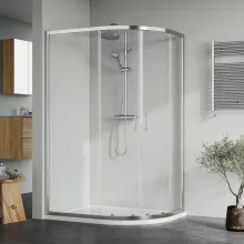 Nuie Rene Chrome 1200 x 800mm Left Hand Offset Quadrant Enclosure and Tray