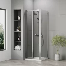 nuie-rene-framed-chrome-1200mm-bi-fold-door-side-panel-and-tray-lifestyle.webp