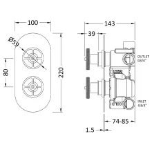 Nuie Revolution Chrome 2 Outlet Shower Valve