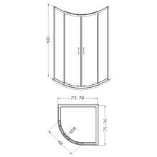 Nuie Rene Matt Black 900mm Reduced Height Quadrant Shower Enclosure - CLEARANCE