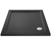 Ex-Display Package with Black Waste and Easy Plumb Kit - 760 x 760 - Square Shower Tray - Nuie Pearlstone Slate Grey