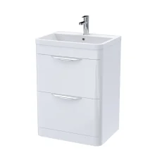 Nuie Parade White 600mm Two Drawer Vanity Unit With Ceramic Basin