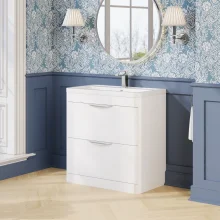 Nuie Parade White 600mm Two Drawer Vanity Unit With Ceramic Basin