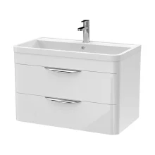 Nuie Parade 800mm Wall Hung 2 Drawer Vanity Unit with Ceramic Basin