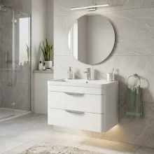 Nuie Parade 600mm Gloss White Wall Hung 2 Drawer Vanity Unit with Ceramic Basin