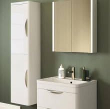 Latt 350mm Wall Hung 1 Door Tall Unit - Matt Willow Green