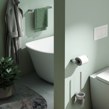 Tecno Project Brushed Nickel Toilet Brush Set - Origins Living