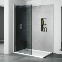 Jaquar 1100mm Wetroom Shower Screen - Black Frame & Black Glass 