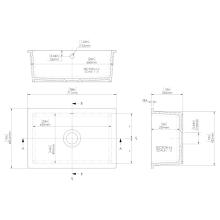 NUIE Cleaner Sink with Legs and Bracket 515 x 535 x 393mm