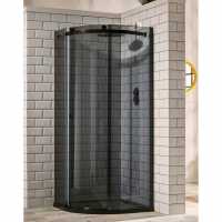 Pure Black Semi-Frameless Sliding Shower Door - 1200mm - Black Smoked Glass
