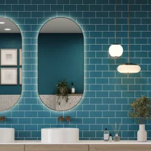 Teal Blue Small Flat Metro Reco PVC Tile Wall Panels