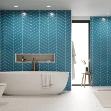 Teal Blue Chevron Reco PVC Tile Wall Panels