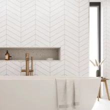 White Chevron Reco PVC Tile Wall Panels