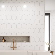 White Hexagon Reco PVC Tile Wall Panels