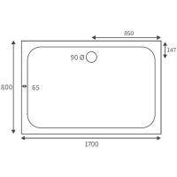 Deluxe 1700 x 900mm Rectangular Tray & Free Chrome Waste