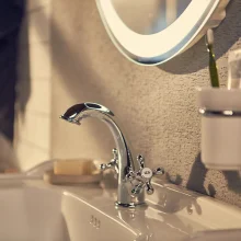 Roca Carmen Chrome Twin Lever Basin Mixer