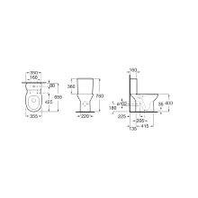 Roca Debba Close Coupled Open Back Rimless Toilet