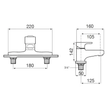 Roca L20 Chrome Deck Mounted Bath Shower Mixer