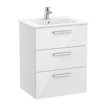 Roca Victoria 605mm 3 Drawer Vanity Unit & Basin - Gloss White