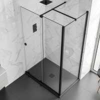 Rolla 8 1400mm Matt Black Frameless Sliding Door Corner Enclosure