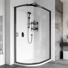 Roman Haven8 Matt Black 800 x 1000mm One Door Quadrant Shower Enclosure
