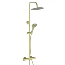 Lancia Serena Brushed Brass Round Dual Head Thermostatic Shower