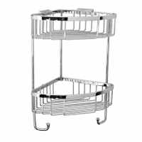 Roman Double Corner Shower Basket with Hook- RSB05 - Chrome