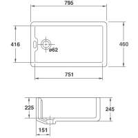 NUIE Belfast Fireclay Sink 595 x 455 x 254mm